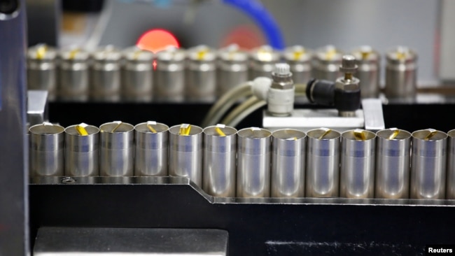 In this file photo, batteries for electric vehicles are manufactured at a factory in Dongguan, China, on September 20, 2017. (REUTERS/Bobby Yip)