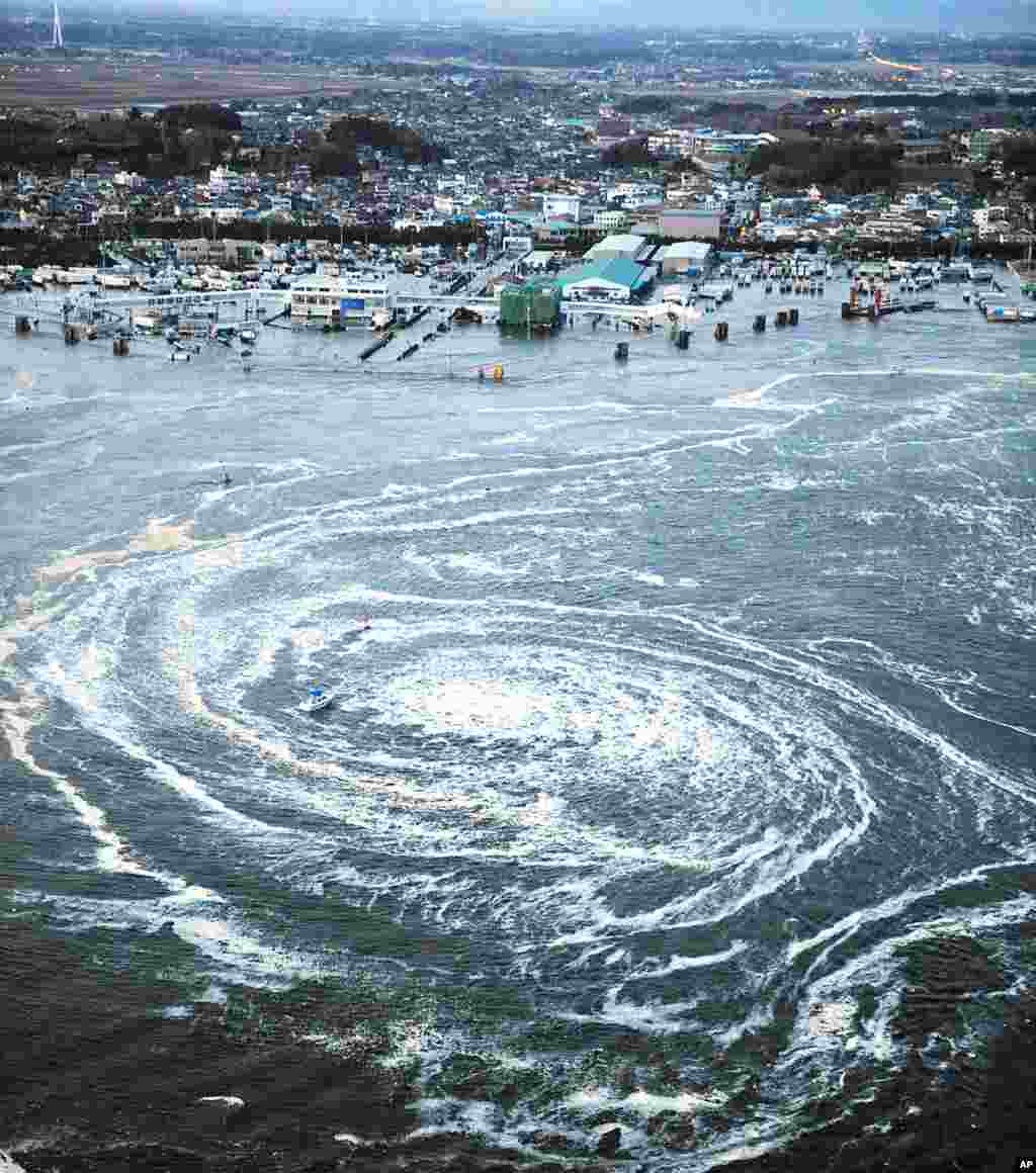 A whirlpool near Oarai City, Ibaraki Prefecture, northeastern Japan, on March 11, 2011, the day a 9.0 magnitude quake struck the region, sparking a massive tsunami. (Reuters)