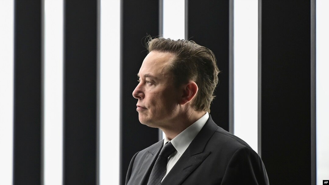Tesla CEO Elon Musk attends the opening of his Berlin-Brandenburg factory, Tuesday, March 22, 2022, in Grünheide, Germany. (Patrick Pleul/AP)