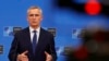 NATO Secretary-General Jens Stoltenberg speaks during a media conference after a meeting of NATO foreign ministers at NATO headquarters in Brussels, April 7, 2022.