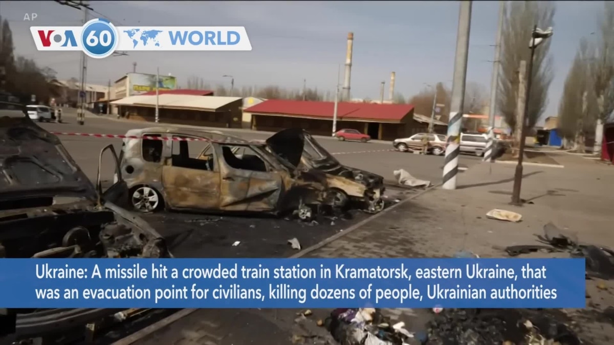 VOA60 World- Dozens Dead After A Missile Hit A Crowded Train Station In ...