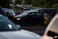 Traffic piles up along R.H. Tood Avenue after a crash near an intersection during a blackout in San Juan, Puerto Rico, April 7, 2022.