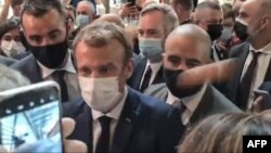 Une capture d'écran de la vidéo du président français Emmanuel Macron à Lyon, le 27 septembre 2021.