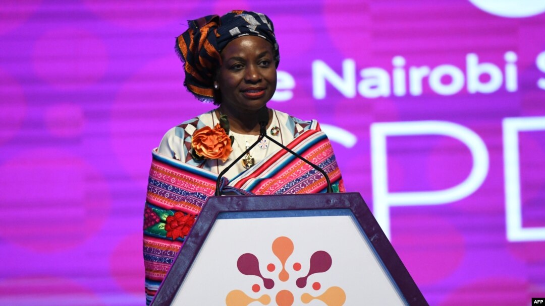 Direktur Eksekutif Dana Kependudukan Perserikatan Bangsa-Bangsa (UNFPA) Natalia Kanem berbicara pada penutupan KTT Nairobi tentang Konferensi Internasional tentang Kependudukan dan Pembangunan (ICPD25), di Nairobi, pada 14 November 2019. (Foto: AFP)
