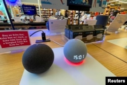 FILE - Amazon's Alexa home speaker is shown for sale in an Amazon retail store in San Diego, California, U.S., September 28, 2021. (REUTERS/Mike Blake/File Photo)