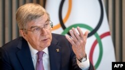 International Olympic Committee (IOC) President Thomas Bach opens an Executive Board meeting at IOC headquarters in Lausanne on March 19, 2024. (Photo by Fabrice COFFRINI / AFP)