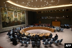 FILE - The U.N. Security Council meets at United Nations headquarters in New York, Feb. 26, 2020.