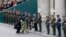 Irish President Michael D Higgins lays a wreath at the General Post Office on O'Connell street, Dublin, Ireland, March 27, 2016.