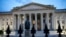 The U.S. Treasury Department building at dusk, June 6, 2019, in Washington. 