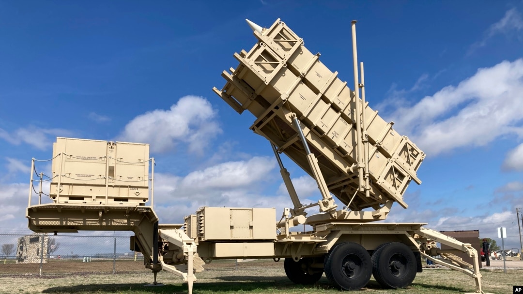 FILE - A Patriot missile mobile launcher is displayed outside the Fort Sill Army Post near Lawton, Okla., on March 21, 2023. 