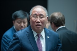 China's representative on climate change Xie Zhenhua attends a environment ministers meeting in Montreal, Canada on Sept. 16, 2017.