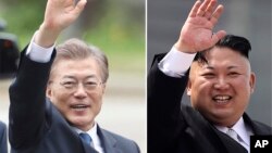 Presiden Korea Selatan, Moon Jae-in (kiri) dan pemimpin Korea Utara Kim Jong Un (foto: ilustrasi).