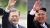 «کیم جونگ اون» رهبر کره شمالی و «مون جای این» رئیس جمهوری کره جنوبی 
