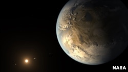 The artist's concept depicts Kepler-186f , the first validated Earth-size planet to orbit a distant star in the habitable zone. 