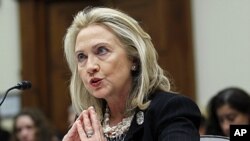 Secretary of State Hillary Rodham Clinton testifies on Capitol Hill in Washington before the House Foreign Affairs Committee hearing on Afghanistan and Pakistan, October 27, 2011.