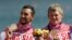 Yury Postrigay (der) y Alexander Dyachenko (izq) ganaron los 200 metros en dobles de varones en kayak en las Olimpiadas de Londres en 2012. Dyachenko fue prohibido de competir en Río por dopaje.