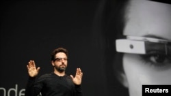 Google co-rounder Sergey Brin wears Google Glass glasses. Which sounds redundant.