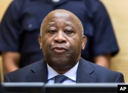 FILE - Laurent Gbagbo, ex-president of Ivory Coast, stands trial for his alleged role in the civil war in that country.