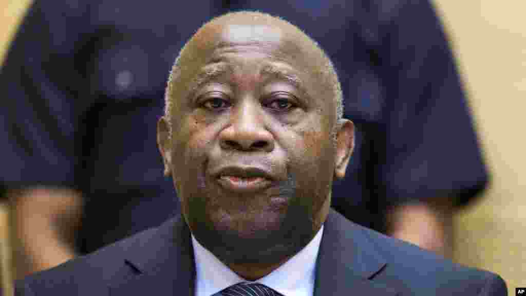 L&rsquo;ex-président Laurent Gbagbo lors d&rsquo;une audience de confirmation des charges à la Cour pénale international à La Haye, 19 février 2013.