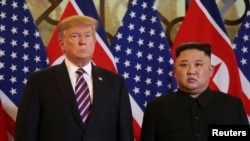 U.S. President Donald Trump and North Korean leader Kim Jong Un pose before their meeting during the second U.S.-North Korea summit at the Metropole Hotel in Hanoi, Vietnam Feb. 27, 2019. 