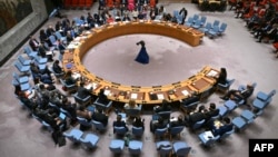 Общий вид на заседание Совета Безопасности ООН во время обсуждения ситуации на Ближнем Востоке, 10 июня 2024 года.