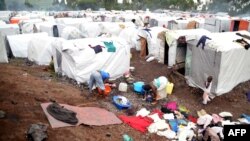 A picture released by Medecins Sans Frontieres (Doctors without borders, MSF) shows refugees at the Kanuyaruchinya IDP camp, November 4, 2012.