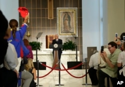 Vice President Mike Pence speaks at Our Lady of Guadalupe Catholic Church, Aug. 23, 2017, in Doral, Florida.