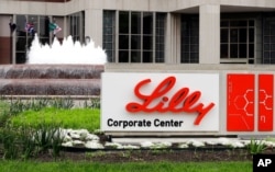 FILE - The Eli Lilly corporate headquarters are seen in Indianapolis, April 26, 2017.