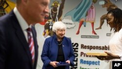 U.S. Treasury Secretary Janet Yellen smiles after delivering a speech to the General Delegation for Rapid Entrepreneurship of Women and Youth in Dakar, Senegal, Friday Jan. 20, 2023.