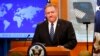 Menlu AS Mike Pompeo berbicara di Washington DC hari Selasa (7/1). 