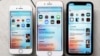 ARSIP – Foto yang diambil pada 22 Oktober 2018 menunjukkan deretan produk iPhone, masing-masing dari kiri iPhone 8, iPhone 8 Plus, dan iPhone XR di New York (foto: AP Photo/Richard Drew)