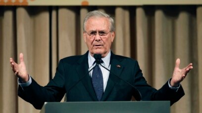 Cựu Bộ trưởng Quốc phòng Mỹ Donald Rumsfeld trong một buổi nói chuyện tại Đài Bắc, Đài Loan, ngày 11/10/2011.