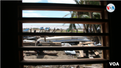 Vista desde una vivienda destruida por el huracán Eta en la Costa Caribe de Nicaragua. Foto Houston Castillo, VOA.