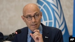 FILE—U.N. High Commissioner for Human Rights Volker Turk speaks during a press conference in Baghdad, Iraq, on August 9, 2023. 