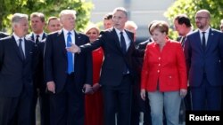 El presidente de EE.UU., Donald Trump, pronunció un discurso en la sede de la OTAN, en Bruselas, Bélgica, el jueves, 25 de mayo de 2017.