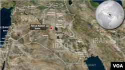 La base militaire d'Ain al Assad base, l'une des cibles des raids irakiens dans la province d' Anwar, en Irak.