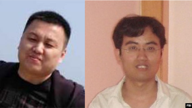 美国司法部星期四公布了对两名中国公民Zhu Hua (朱华)和Zhang Shilong (张士龙) 的起诉。（图片来源：FBI）