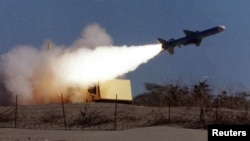 FILE - An undated photo shows a Chinese C-802 naval missile.