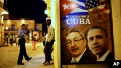 Poster de la visita del presidente Obama en una calle de La Habana.