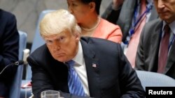 El presidente de EE.UU. Donald Trump, preside reunión del Consejo de Seguridad de las Naciones Unidas, en Nueva York, el 26 de septiembre de 2018. REUTERS/Eduardo Munoz.