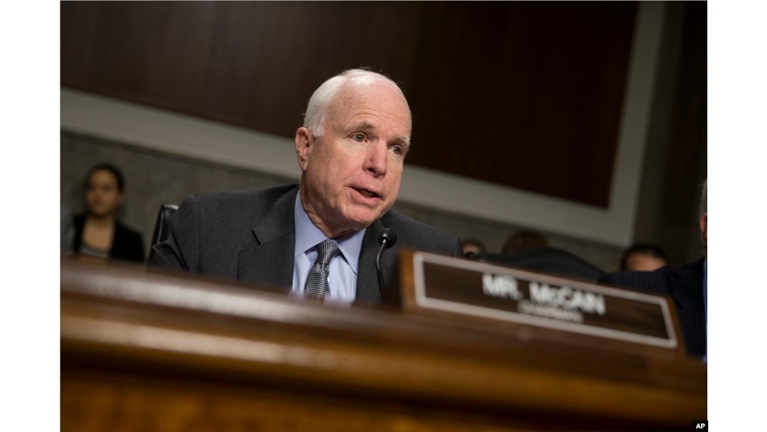 FILE - Sen. John McCain, R-Ariz., speaks on Capitol Hill in Washington, Feb. 9, 2016.