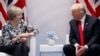 دیدار دونالد ترامپ رئیس جمهوری آمریکا و ترزا می نخست وزیر بریتانیا در حاشیه نشست سران گروه ۲۰ در هامبورگ آلمان - ۸ ژوئیه ۲۰۱۷ 