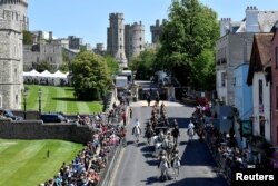 Military personnel take part in rehearsals for the wedding of Britain's Prince Harry and Meghan Markle in Windsor, Britain, May 17, 2018.