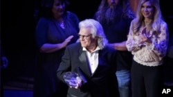 Ricky Skaggs leaves the stage after receiving The Founders Award at the 54th Annual ASCAP Country Music Awards at the Ryman Auditorium, Oct. 31, 2016, in Nashville, Tenn.