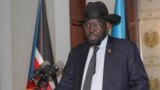 President of South Sudan Salva Kiir speaks on the occasion of the sixth anniversary of his country's independence at the presidential palace in Juba, July 9, 2017. For the second year in a row, the young nation will not have any official celebrations to mark the anniversary of its birth because of the widespread suffering caused by its ongoing civil war. 