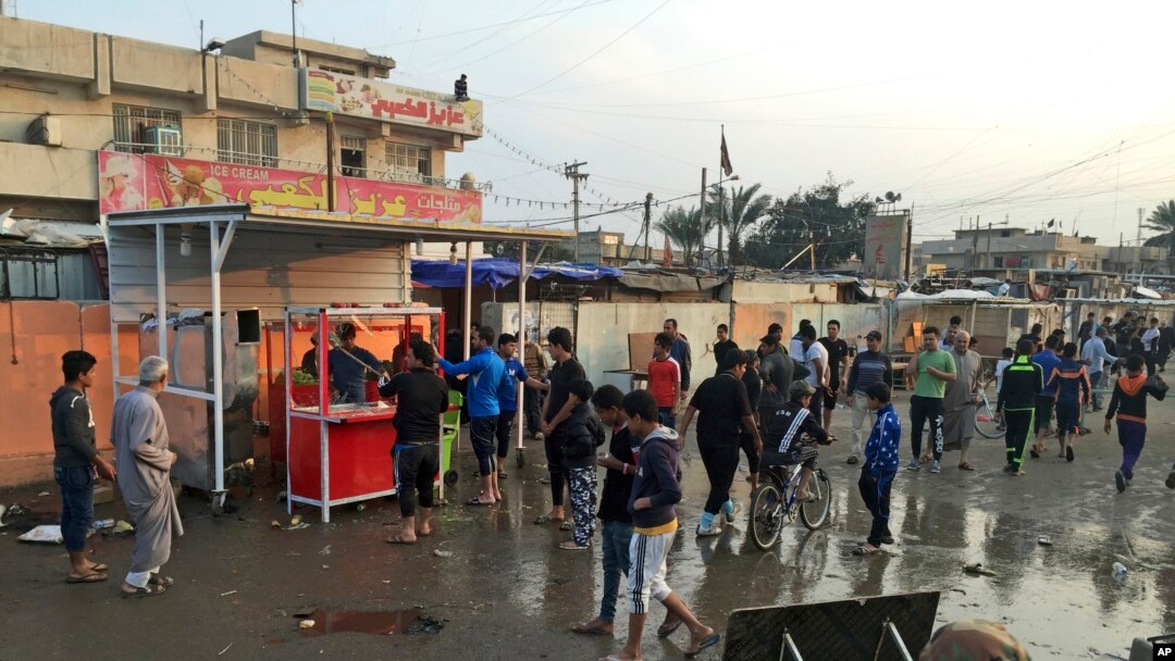 Escena del atentado moral en Sadr City, Bagdad.