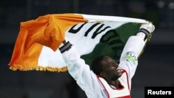 Cheick Sallah Cissé de la Côte d'Ivoire, médaillé d'or en taekwondo aux jeux olympiques de Rio au Brésil.