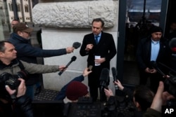 FILE - U.S. Ambassador to Hungary David Pressman addresses the media in Budapest, Hungary, Feb 5, 2024.