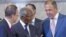 A June 30, 2012 photo shows Kofi Annan, Joint Envoy of the U.N. and the Arab League for Syria (C), U.N. Secretary-General Ban Ki-moon (L), and Russian FM Sergei Lavrov at the United Nations, Geneva, Switzerland. 