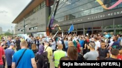 Sarajevo, Bosnia and Herzegovina -- Anti LGBT protest, before the Pride in Bosnian capital, June 25 2022